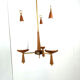 Vintage teak chandelier with white glass shades, 1960s