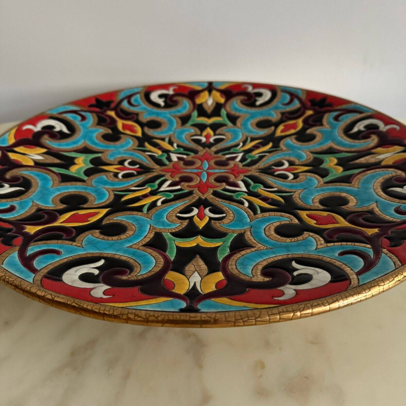 Longwy enamel dish Arabesques creation by P. Mignon