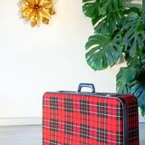Tartan Scottish fabric suitcase, 1960s