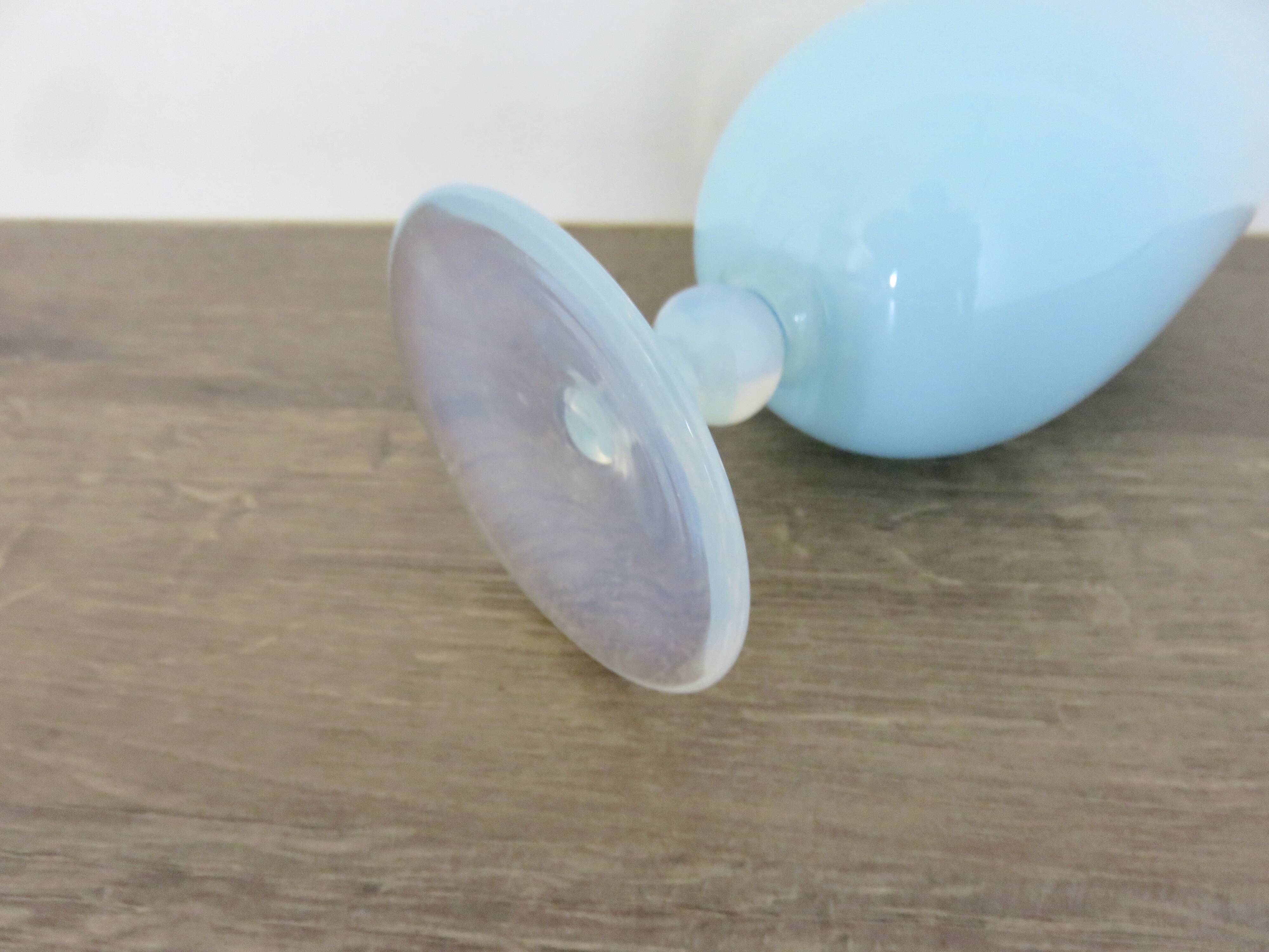 Pale blue opaline vase, opalescent glass, 1960s 70s