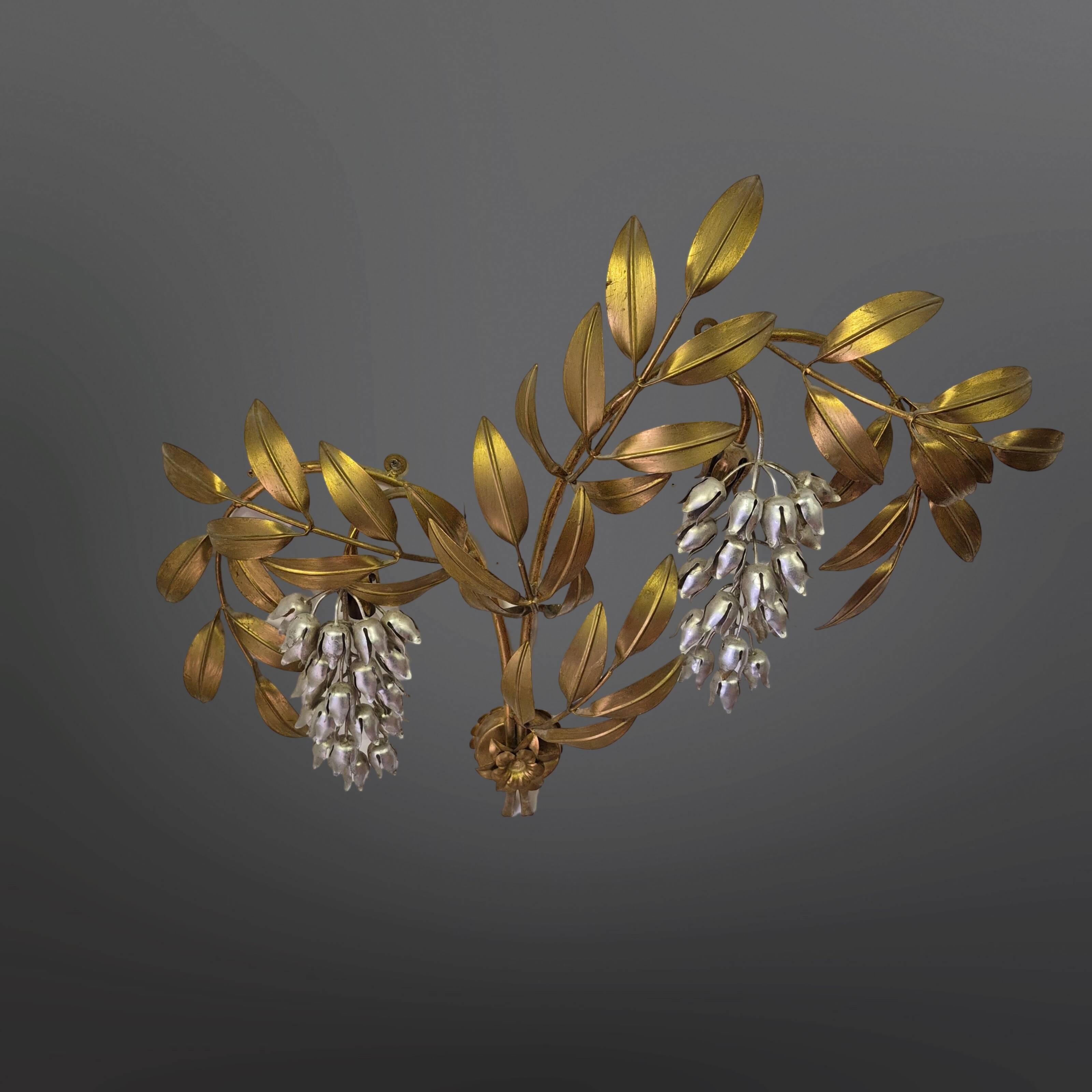 Grande applique murale dorée "Wisteria" de Hans Kögl, Allemagne années 1970