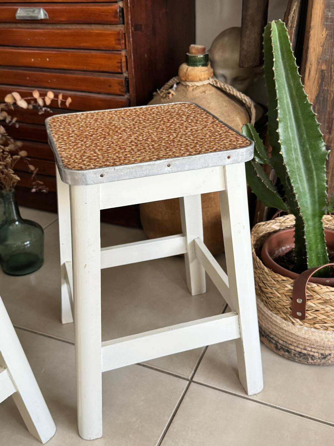 Pair of vintage wooden stools