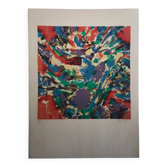 Aflred manessier, joie champêtre, 1975. lithographie originale signée