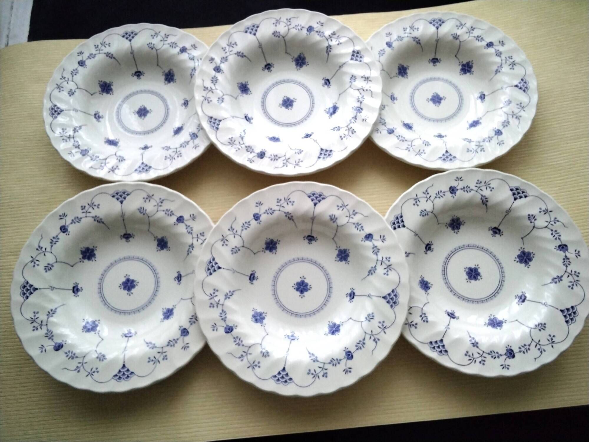 6 Myott English earthenware soup plates. Finlandia model
