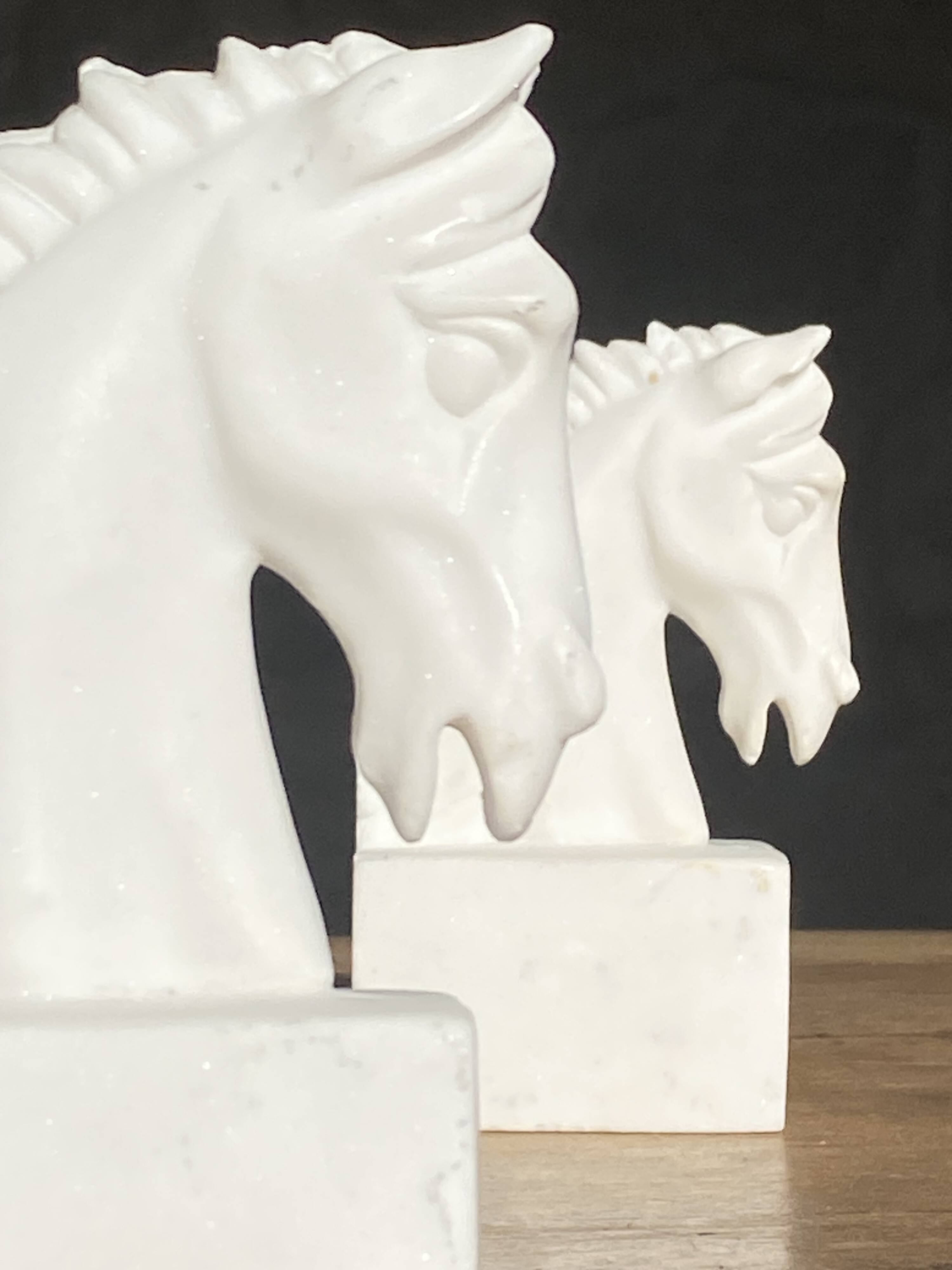 Pair of horse head bookends natural stone