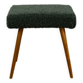 High stool seat boucle fleece green - round beech legs