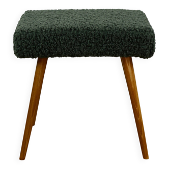 High stool seat boucle fleece green - round beech legs