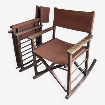 Paire de fauteuils safari pliants 1950