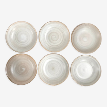 Set of 6 hollow stoneware plates