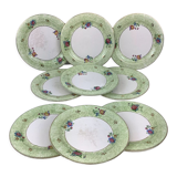 9 Dessert plates spring décor made in france Salins