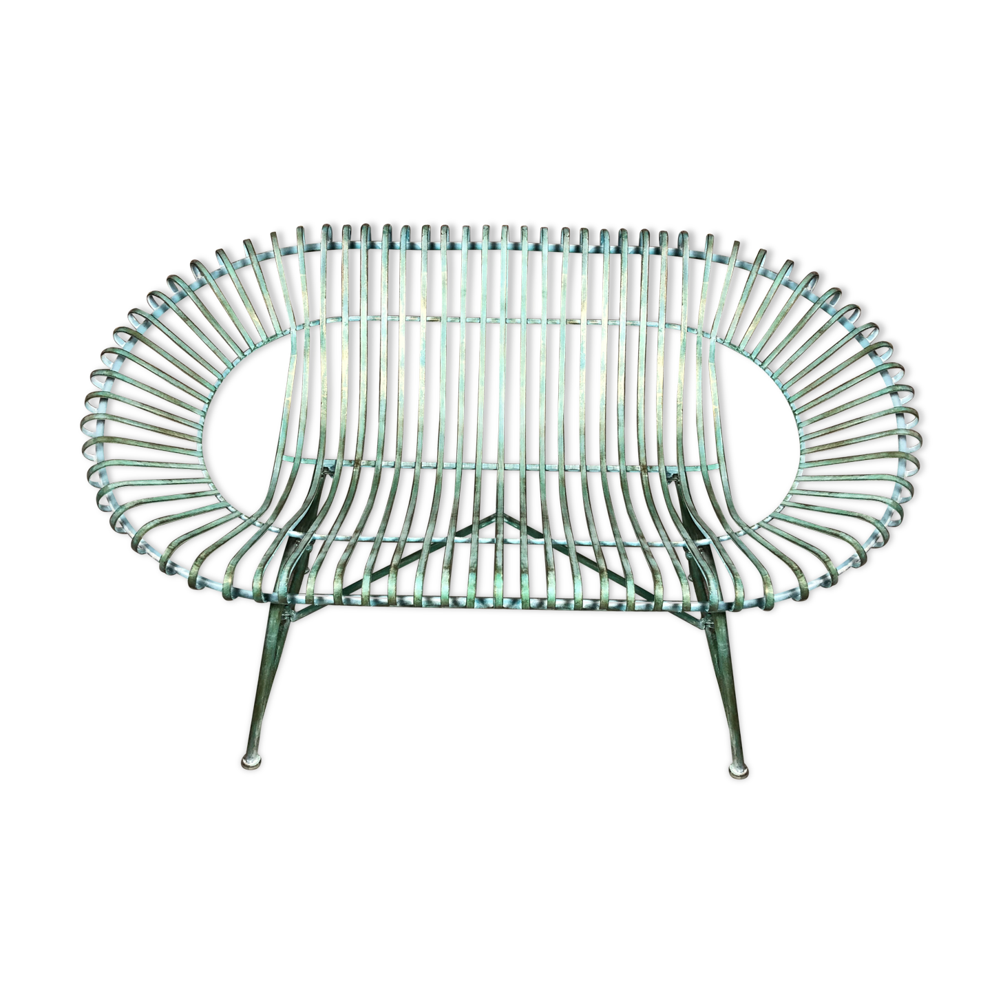 Green patinated iron garden bench