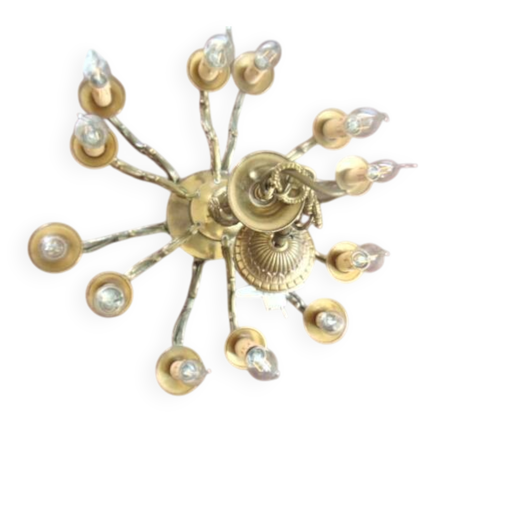 Antique chandelier in bronze and brass – 80 cm – multi-light – electricity
