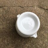 White porcelain mustard pot or sauce boat