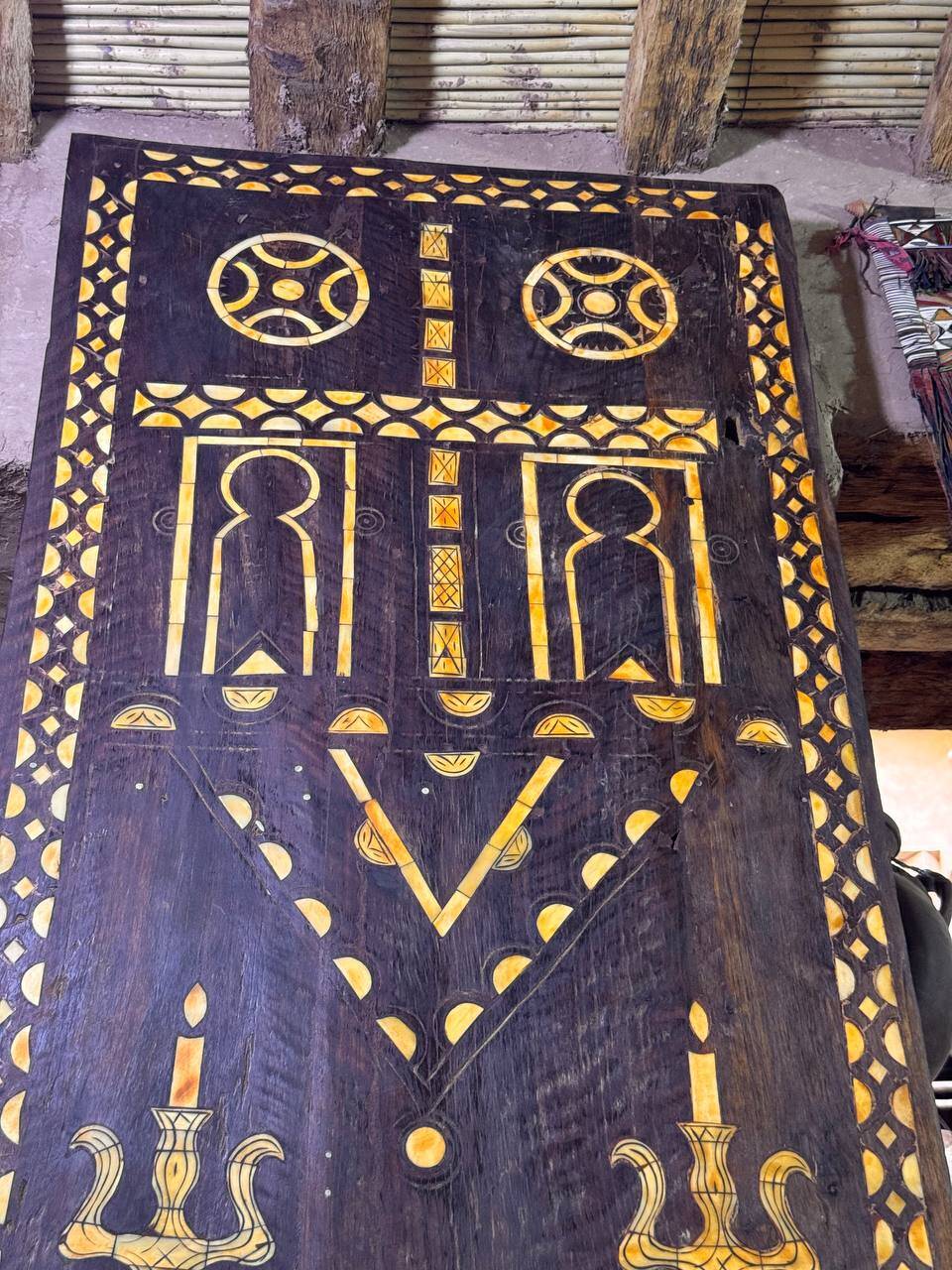 Berber heritage: ancient door decorated with camel bones