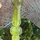 Anise green glass soliflore vase, diamond base pattern, vintage and designer