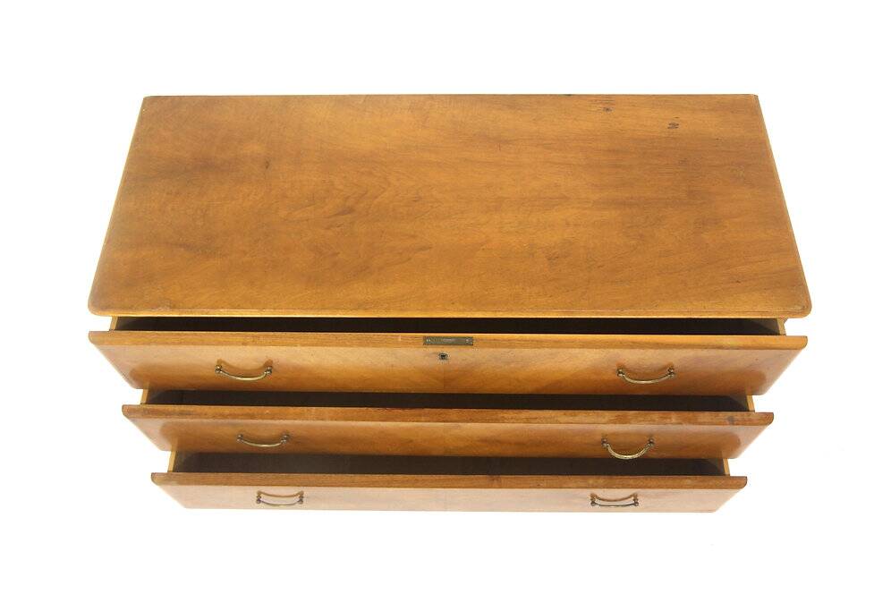 Scandinavian walnut chest of drawers, Swedish modern, Sweden, 1940.