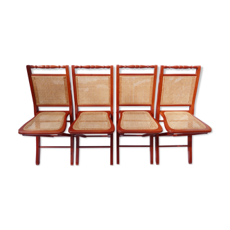 Set of 4 canned folding chairs