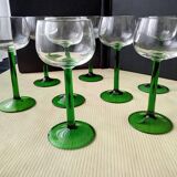 8 Alsatian white wine glasses in plain glass