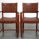 Set of 2 Schuitema design shaker chairs with seat and back in woven leather