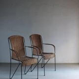 4 Frederick Weinberg wicker iron chairs | 1960s