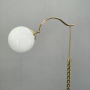 Italian Art Deco Brass Floor Lamp with Glass Globe, 1930s
