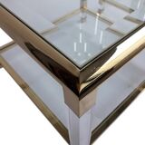 Set of 2 side tables in acrylic glass and brass, France, 1970s