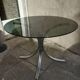 Chromed metal and smoked glass table