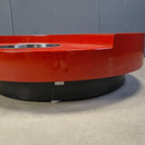 Vintage revolving coffee table in red lacquer by Willy Rizzo, 1970s