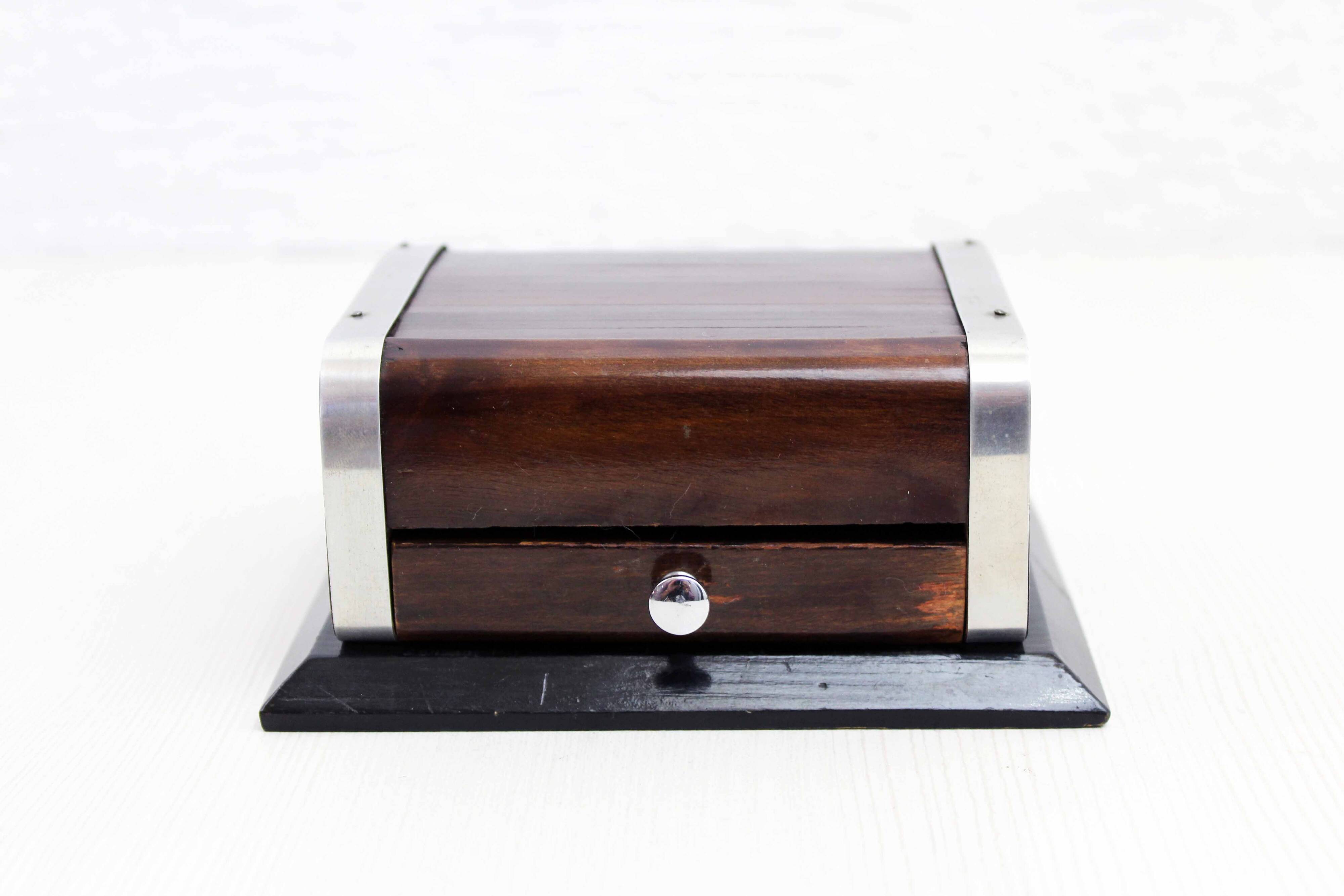 Art Deco cigar humidor and ashtray with drawer