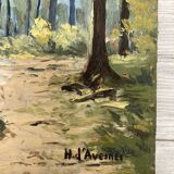 Oil on vintage wooded landscape panel