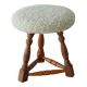 Modern Danish stool, with three oak legs featuring turned feet and a lambswool seat, 1950s.
