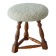 Modern Danish stool, with three oak legs featuring turned feet and a lambswool seat, 1950s.