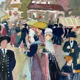 Painting "Fête alsacienne" original gouache 1928 coll. J.F. Devalliere