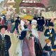 Painting "Fête alsacienne" original gouache 1928 coll. J.F. Devalliere
