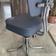 Swivel office chair in Roneo style, grey faux leather with vintage chrome.