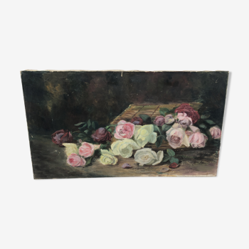 Huile sur toile roses