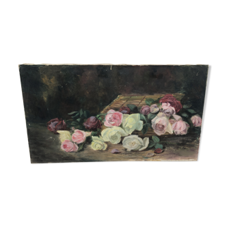 Huile sur toile roses