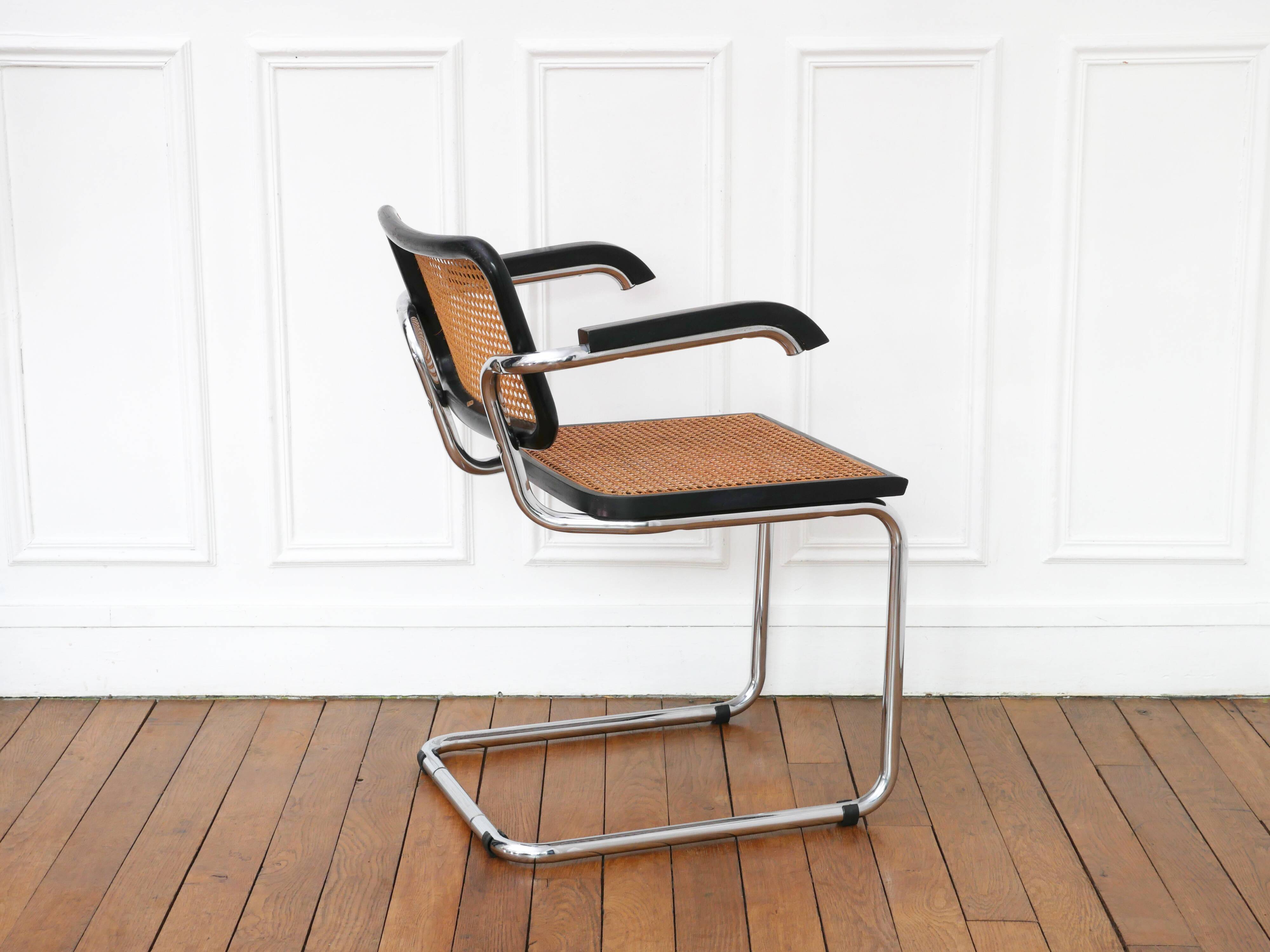 Fauteuil cesca b64 breuer - cannage de l'assise refait