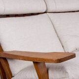Large Danish Sofa in solid oak and fabric, model GE375 by Hans Wegner for Getama 1960.
