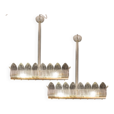 Set of 2 Luxury Large Art Decò Chandelier By Barovier e Toso, Murano Glass,