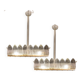 Lot de 2 grands lustres Art Déco de luxe par Barovier e Toso, verre de Murano,