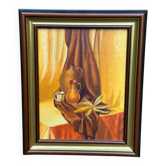 Still life tableau, monogrammed NL 37x45 cm, wood & gold frame, 1970.