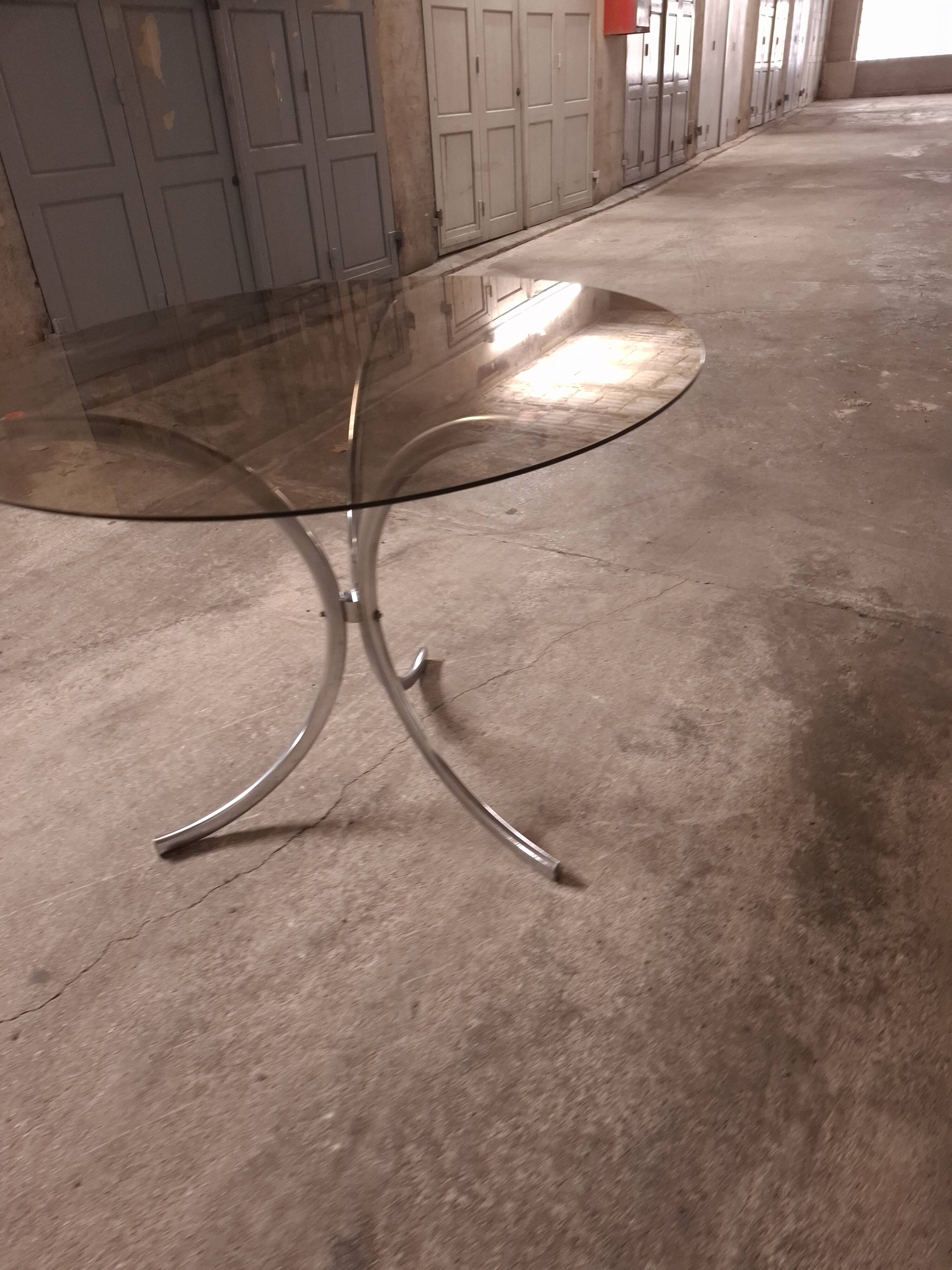 70's table Smoked glass, chrome legs