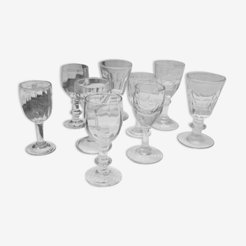 Lot 9 mismatched digestive glasses