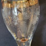 6 old wine glasses in engraved crystal and gold