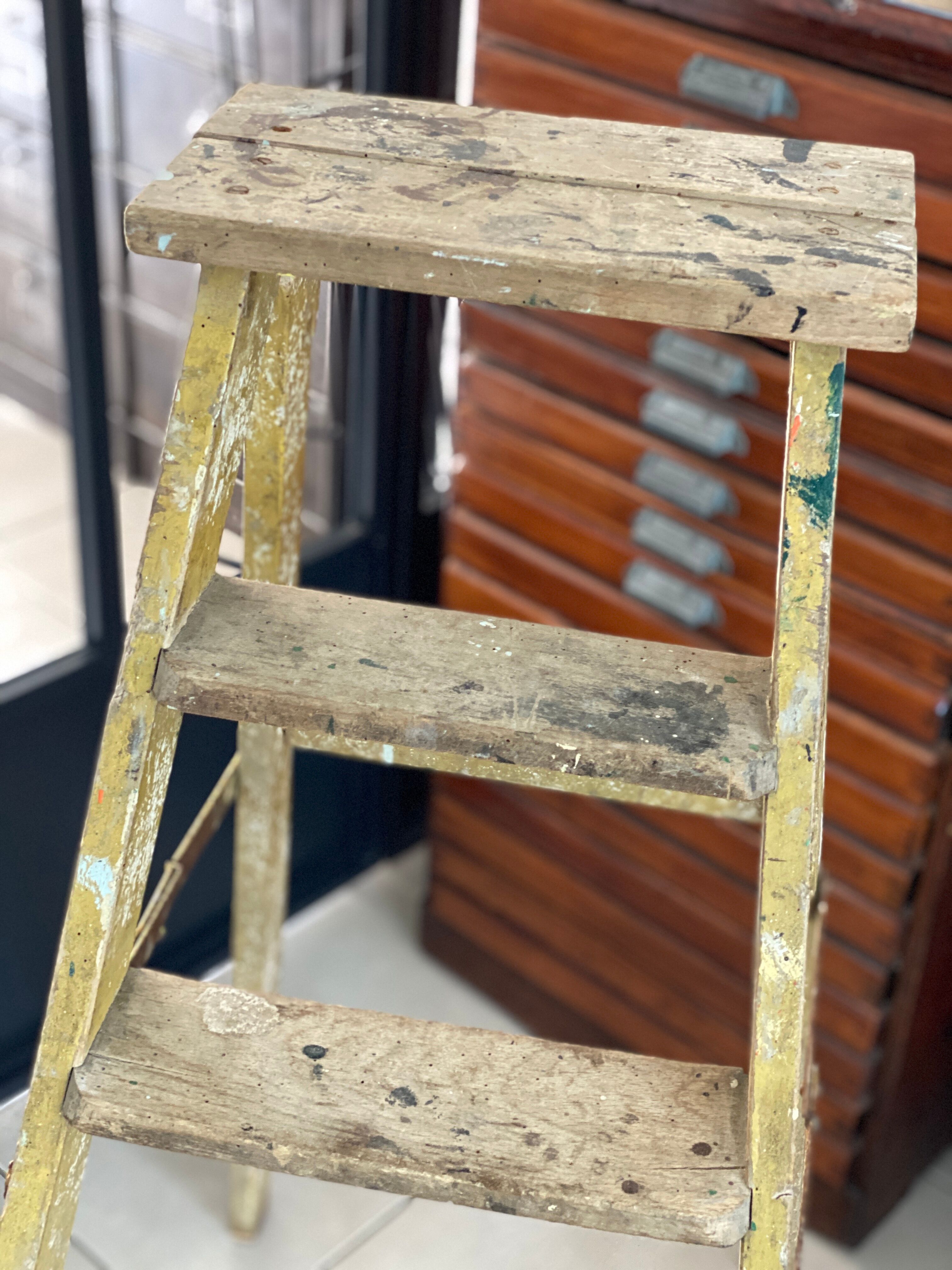 Old wooden painter's stepladder