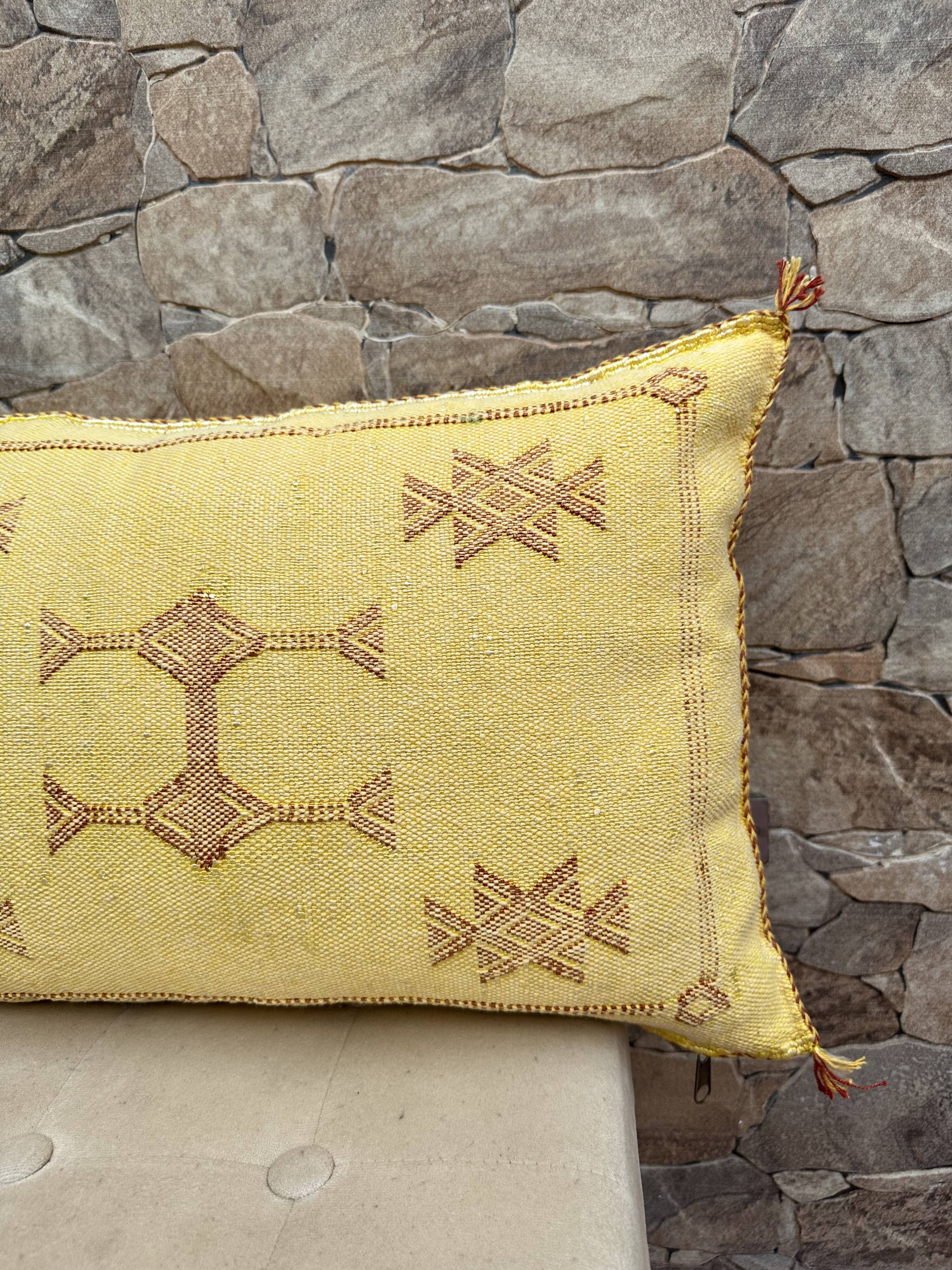 Coussin marocain en soie de cactus, coussin en soie Sabra, coussin