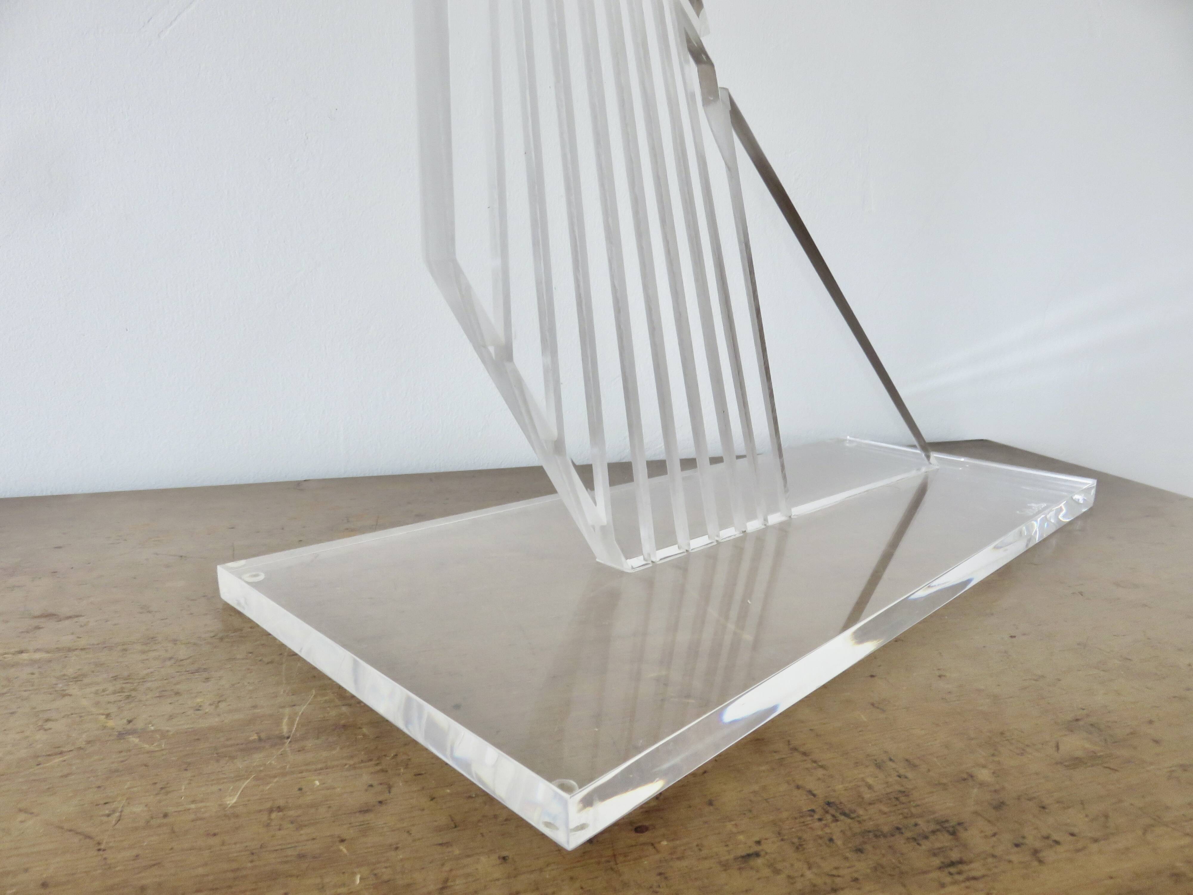 Contemporary sculpture, signed, in plexiglass and lucite, 1980s