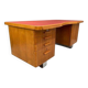 Bauhaus Walnut Writing Desk with Red Top