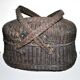 Panier couvert en osier noir 1900 - panier bressan de marché